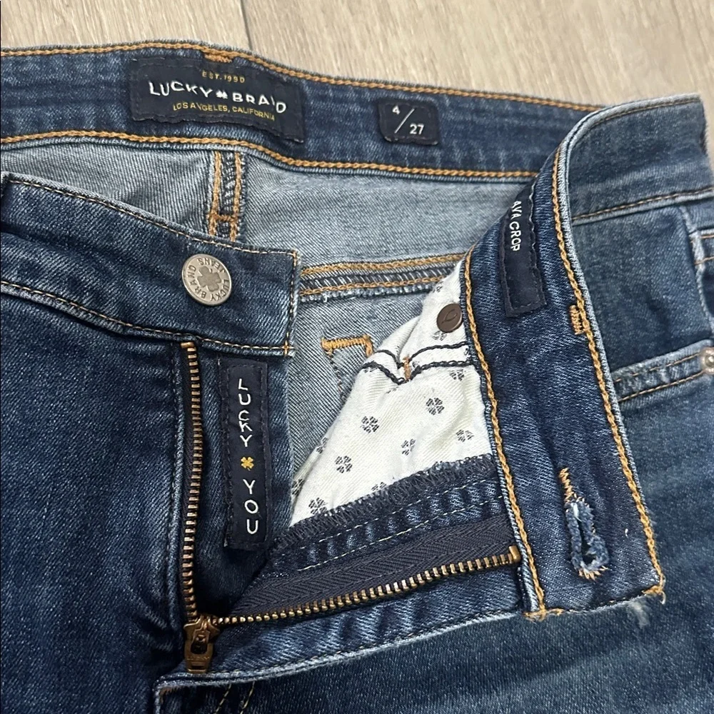 Lucky Brand Dark Blue Distressed Ankle Crop Jeans